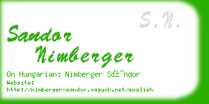 sandor nimberger business card